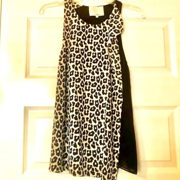 3.1 PHILLIP LIM 100% Silk Leopard Print Asymmetric Tunic Top Sleeveless 2 - Picture 3 of 5